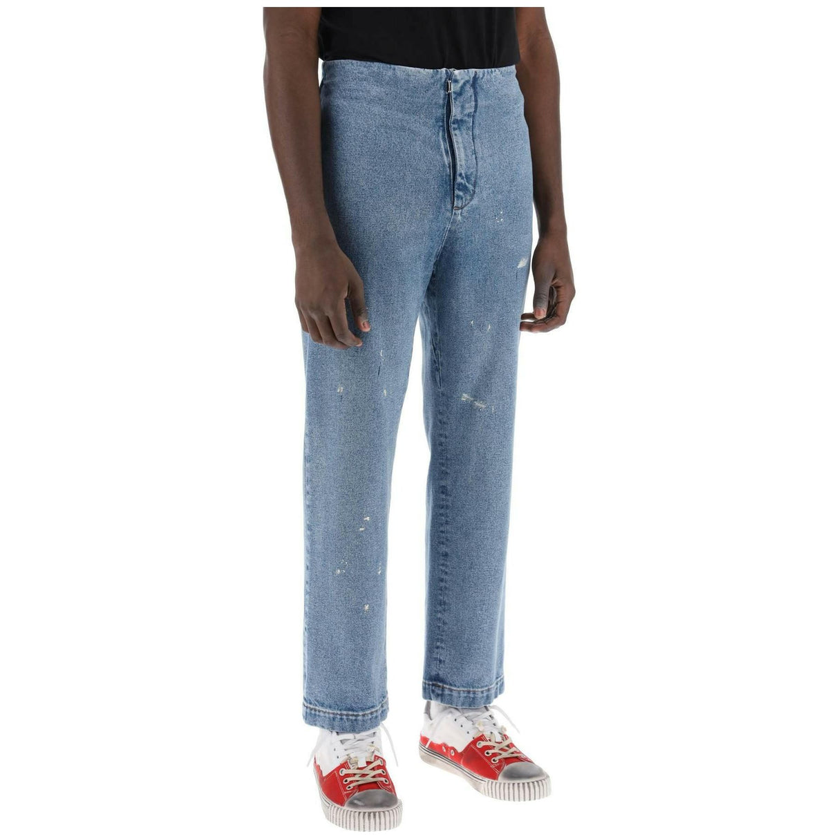 Blue Cotton Straight-Leg No Waistband Jeans MM6 MAISON MARGIELA JOHN JULIA.