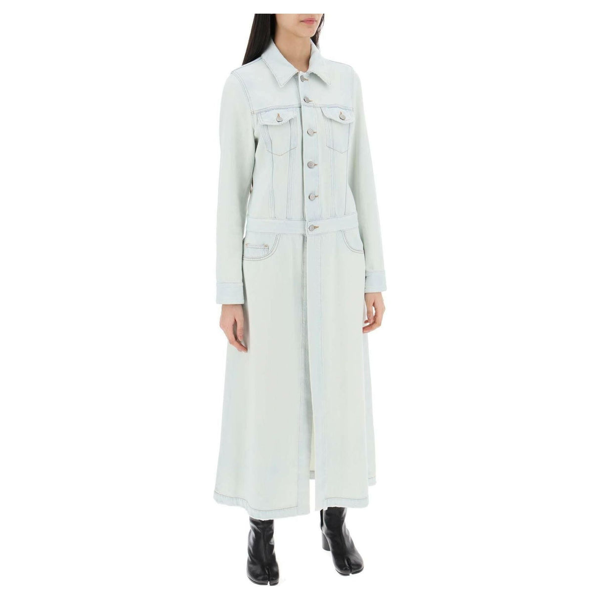 Light Blue Faded Denim Coat MM6 MAISON MARGIELA JOHN JULIA.