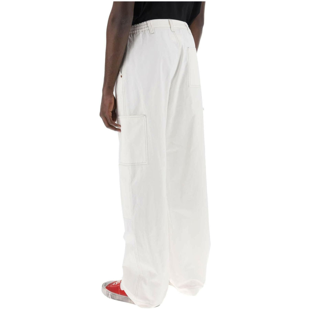 Off-White Cotton Canvas Wide-Leg Trousers MM6 MAISON MARGIELA JOHN JULIA.