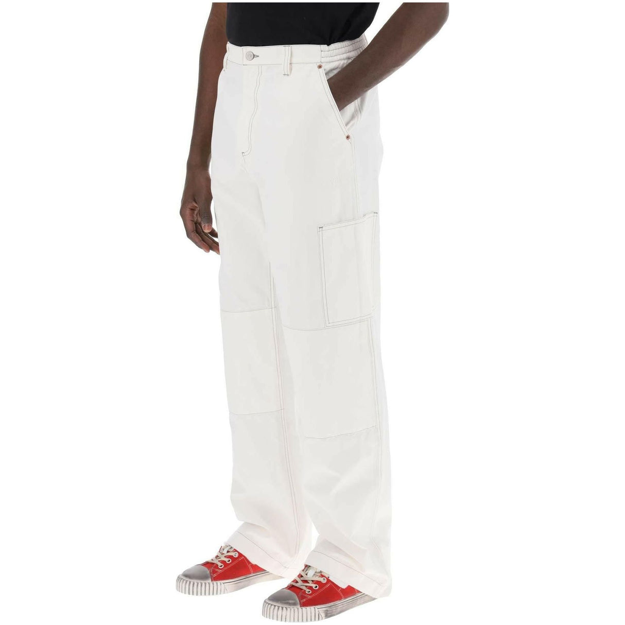 Off-White Cotton Canvas Wide-Leg Trousers MM6 MAISON MARGIELA JOHN JULIA.