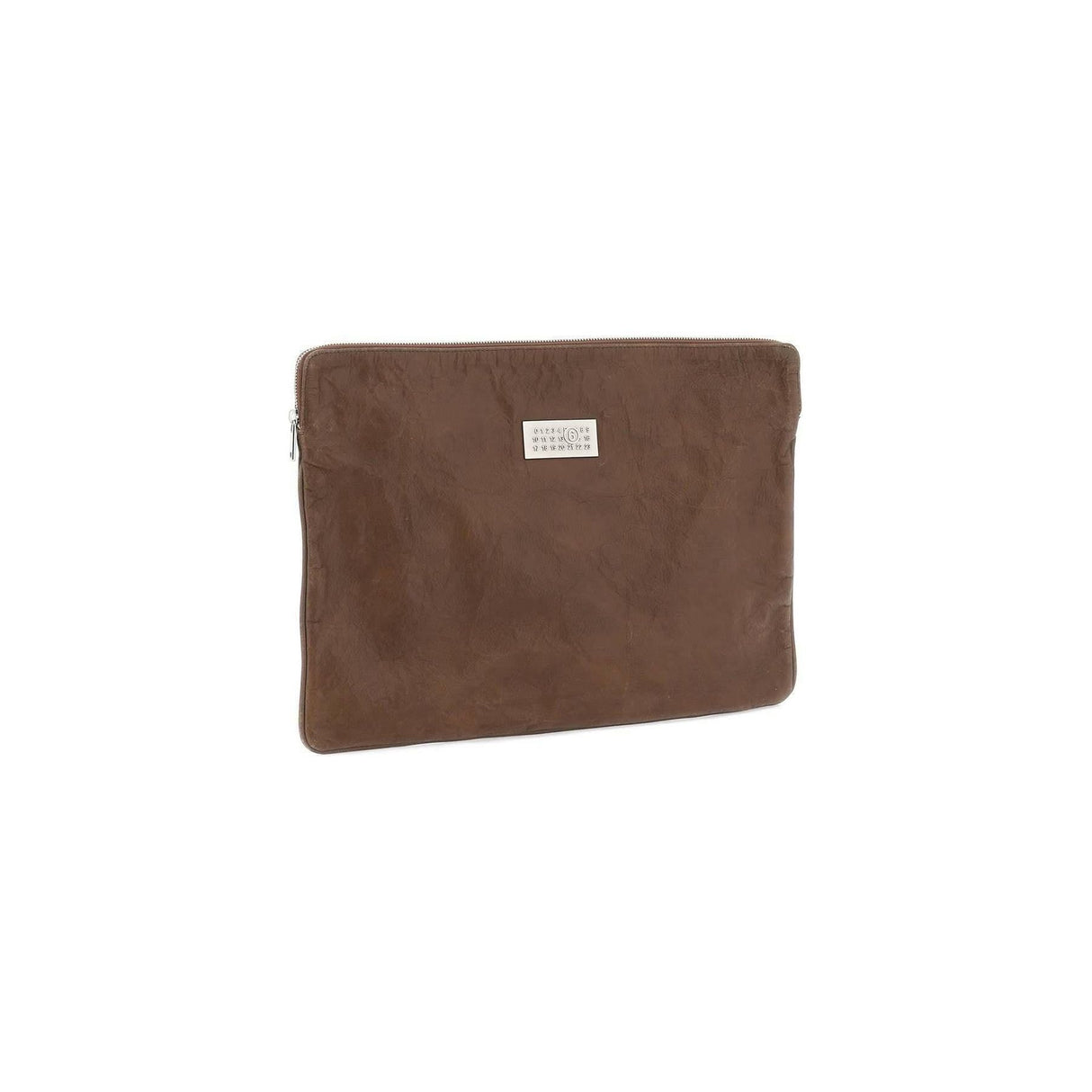 Rustic Brown Crinkled Leather Document Holder Pouch MM6 MAISON MARGIELA JOHN JULIA.