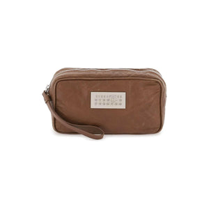 Rustic Brown Leather Numeric Pouch Bag MM6 MAISON MARGIELA JOHN JULIA.