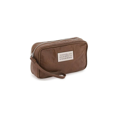 Rustic Brown Leather Numeric Pouch Bag MM6 MAISON MARGIELA JOHN JULIA.