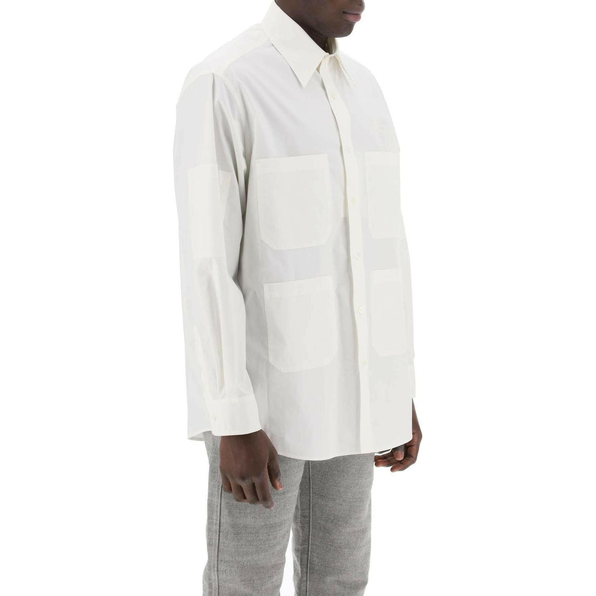 Mm6 Maison Margiela White Multi-Pocket Cotton Poplin Shirt - JOHN JULIA