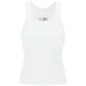 White Ribbed Cotton Tank MM6 MAISON MARGIELA JOHN JULIA.