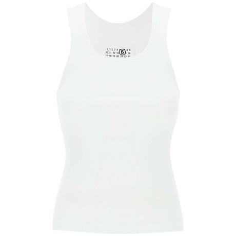 White Ribbed Cotton Tank MM6 MAISON MARGIELA JOHN JULIA.