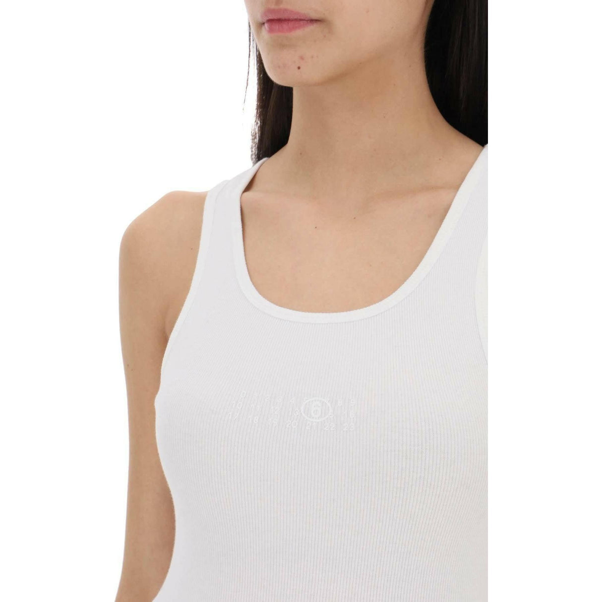 White Ribbed Cotton Tank MM6 MAISON MARGIELA JOHN JULIA.