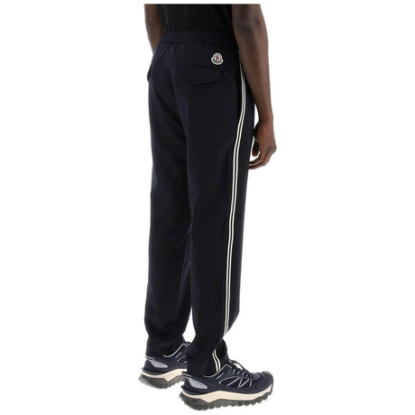 Dark Blue Wool-Twill Side-Striped Track Pants MONCLER JOHN JULIA.