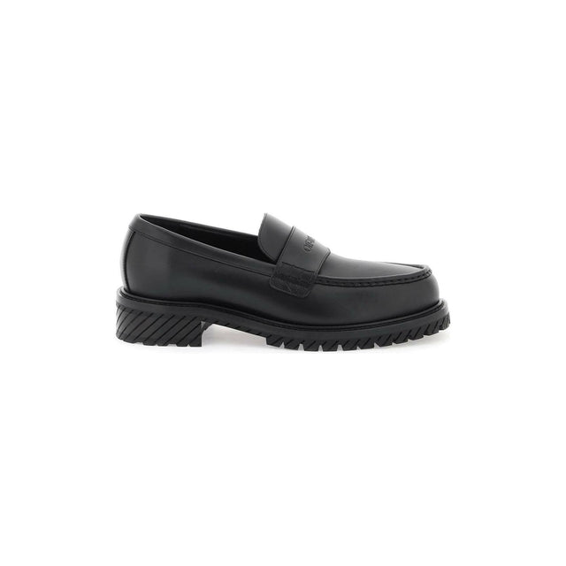 Black Leather Loafers OFF-WHITE JOHN JULIA.