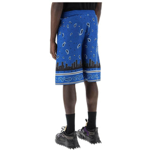 Blue Bandana Paisley Viscose Shorts OFF-WHITE JOHN JULIA.