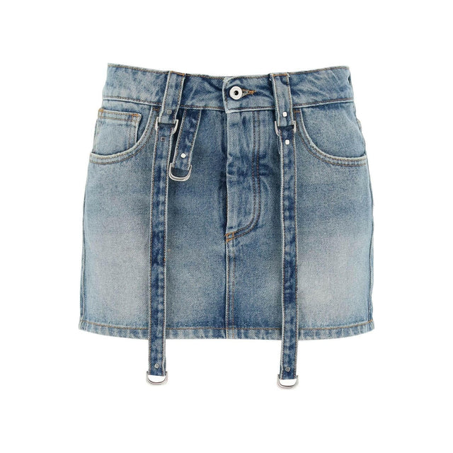 Denim Mini Skirt With Straps OFF-WHITE JOHN JULIA.