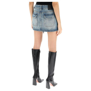 Denim Mini Skirt With Straps OFF-WHITE JOHN JULIA.