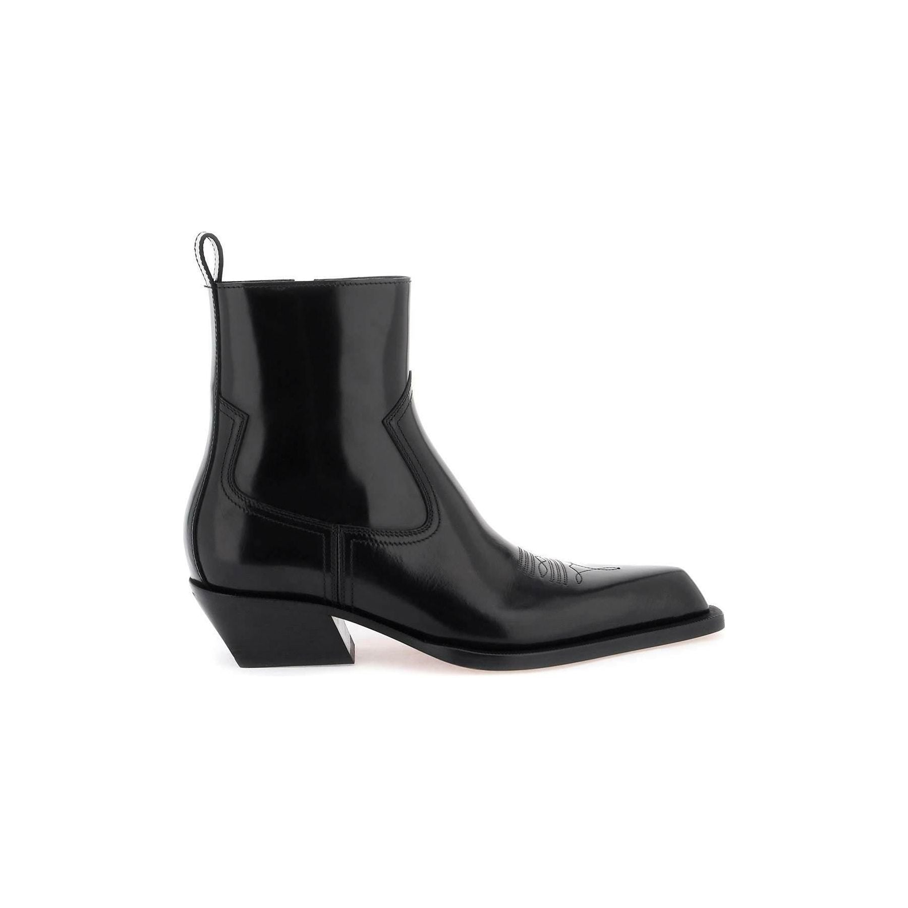 Leather Texan Ankle Boots OFF-WHITE JOHN JULIA.