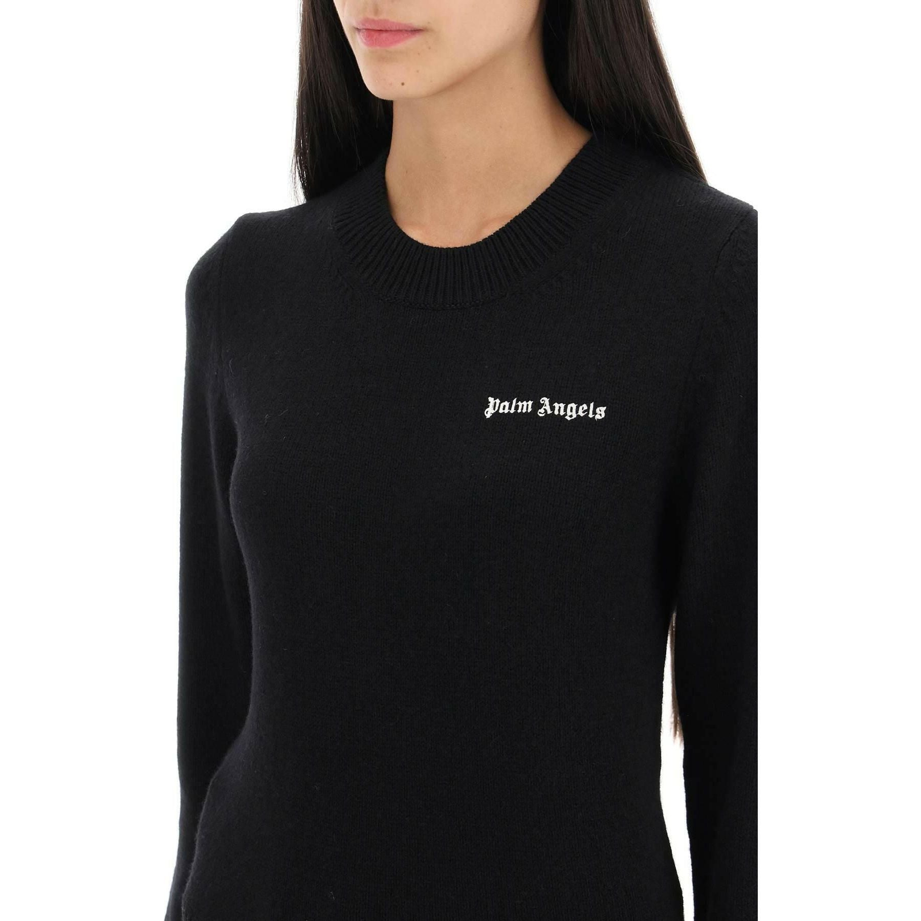 Cropped Sweater With Logo Embroidery PALM ANGELS JOHN JULIA.