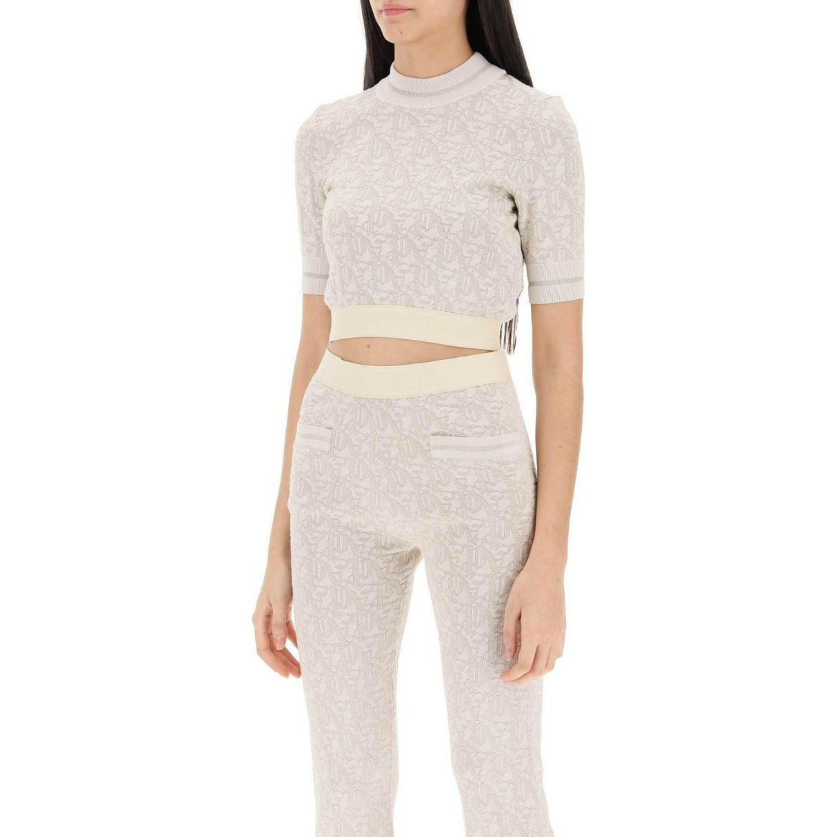 Monogram Cropped Top In Lurex Knit PALM ANGELS JOHN JULIA.