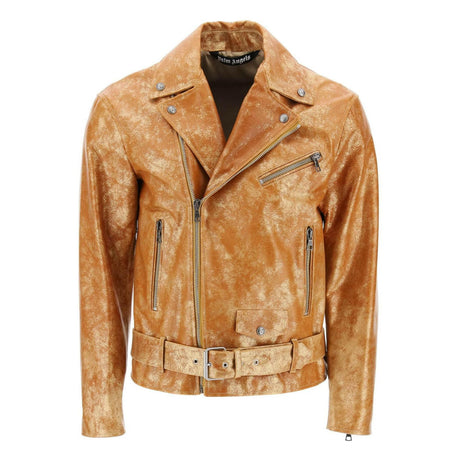 Pa City Biker Jacket In Laminated Leather PALM ANGELS JOHN JULIA.