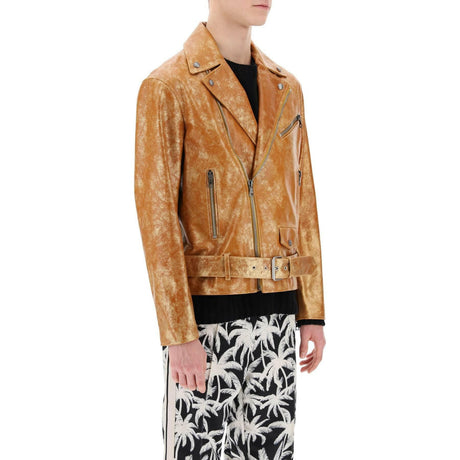 Pa City Biker Jacket In Laminated Leather PALM ANGELS JOHN JULIA.