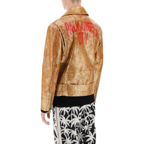 Pa City Biker Jacket In Laminated Leather PALM ANGELS JOHN JULIA.