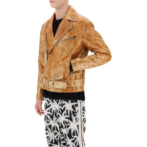 Pa City Biker Jacket In Laminated Leather PALM ANGELS JOHN JULIA.