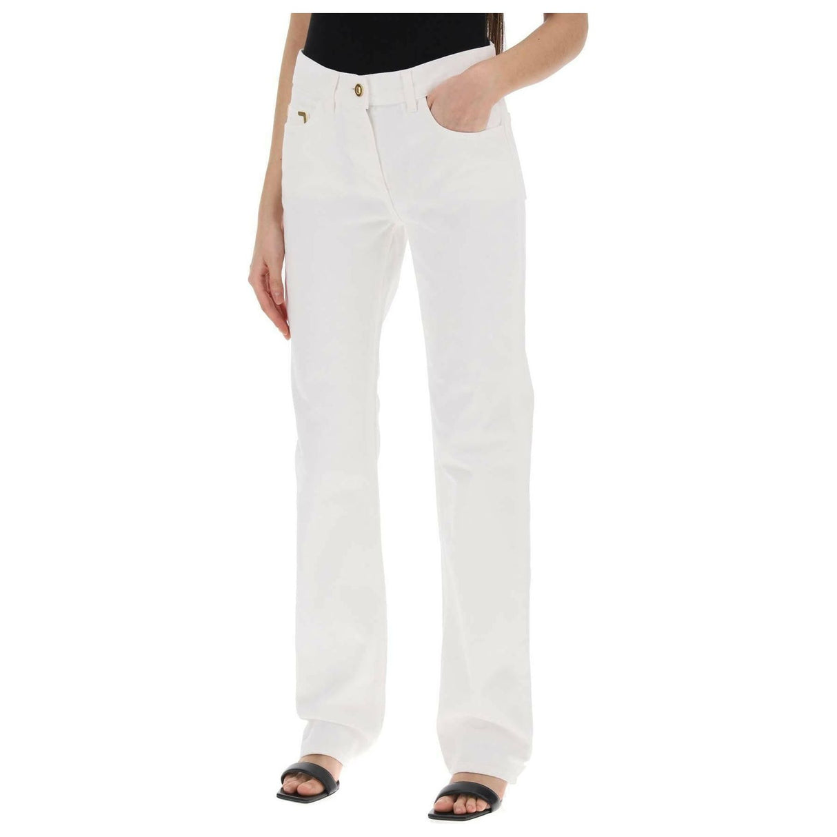 White Straight-Leg Cotton Pants PALM ANGELS JOHN JULIA.