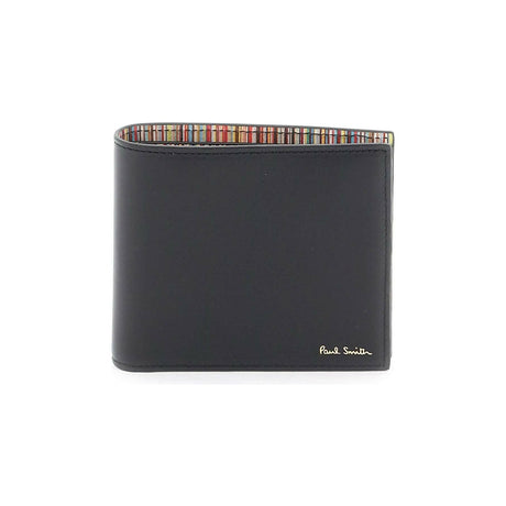 Black Signature Stripe Bi-Fold Leather Wallet PAUL SMITH JOHN JULIA.