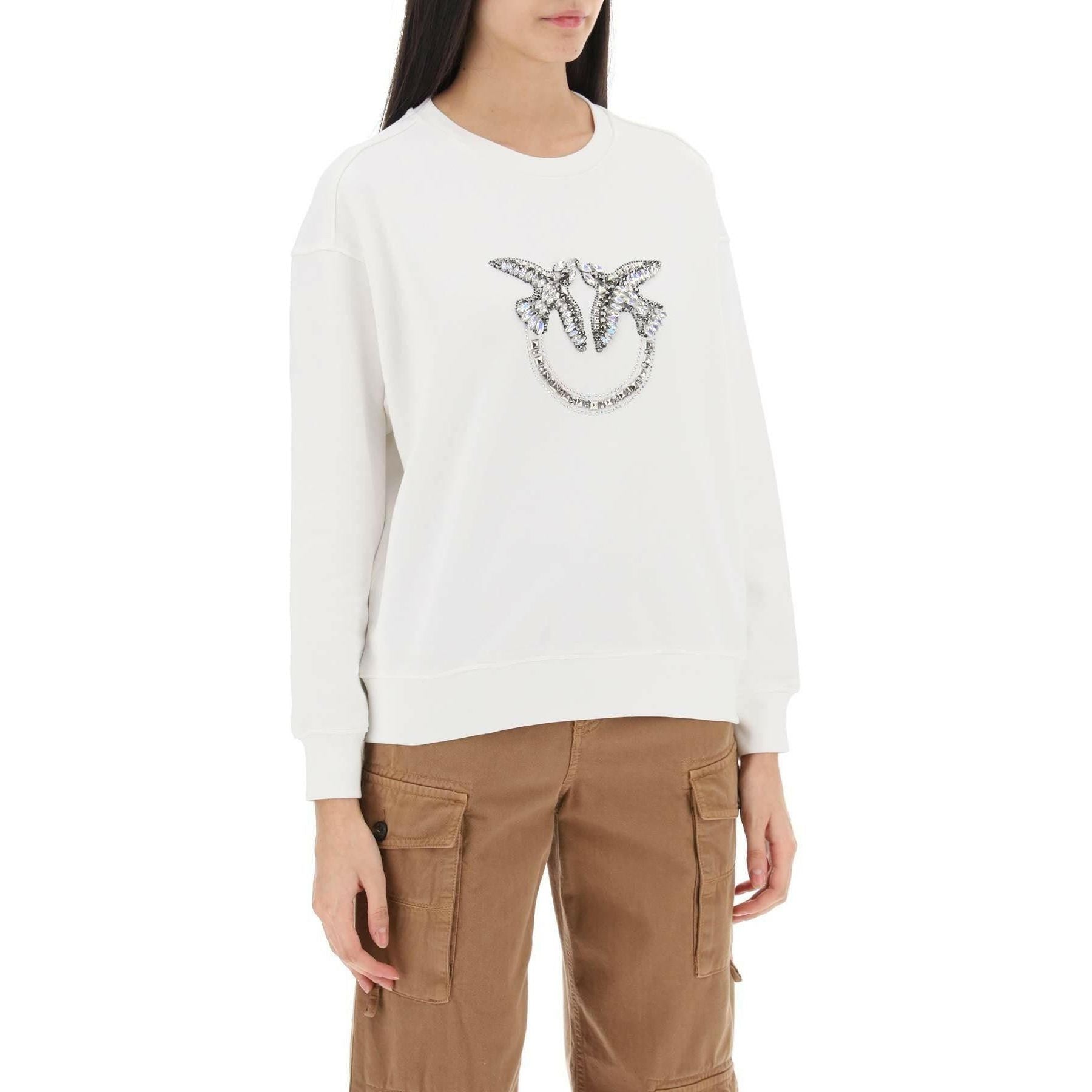 Nelly Sweatshirt With Love Birds Embroidery PINKO JOHN JULIA.