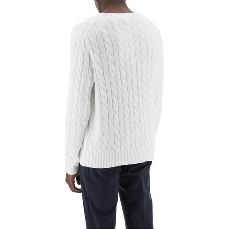 White Cotton Cable Knit Sweater POLO RALPH LAUREN JOHN JULIA.