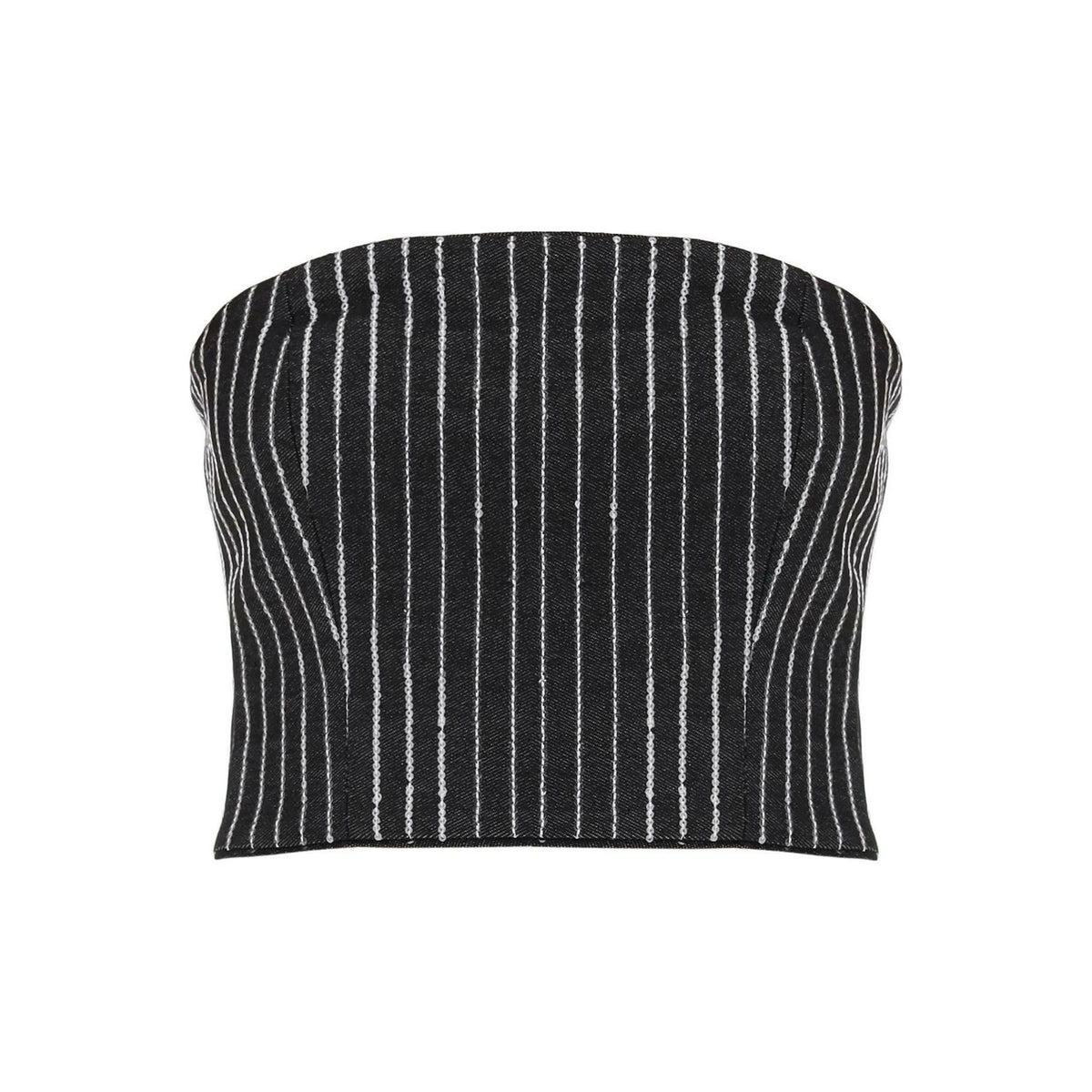 Rotate Cropped Top With Sequined Stripes - JOHN JULIA