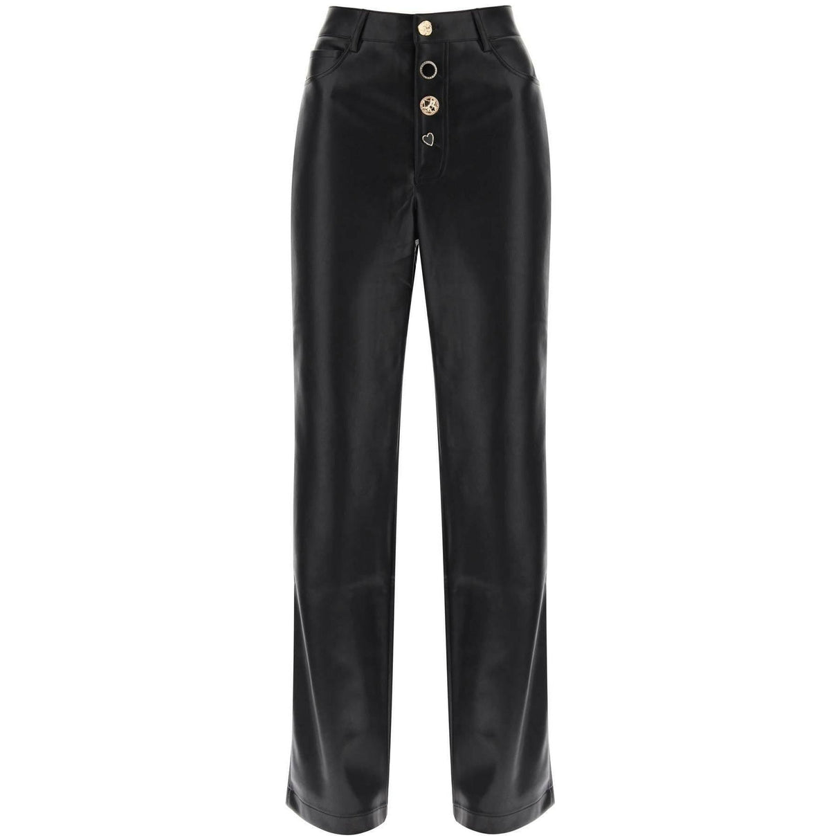 Embellished Button Faux Leather Pants ROTATE JOHN JULIA.