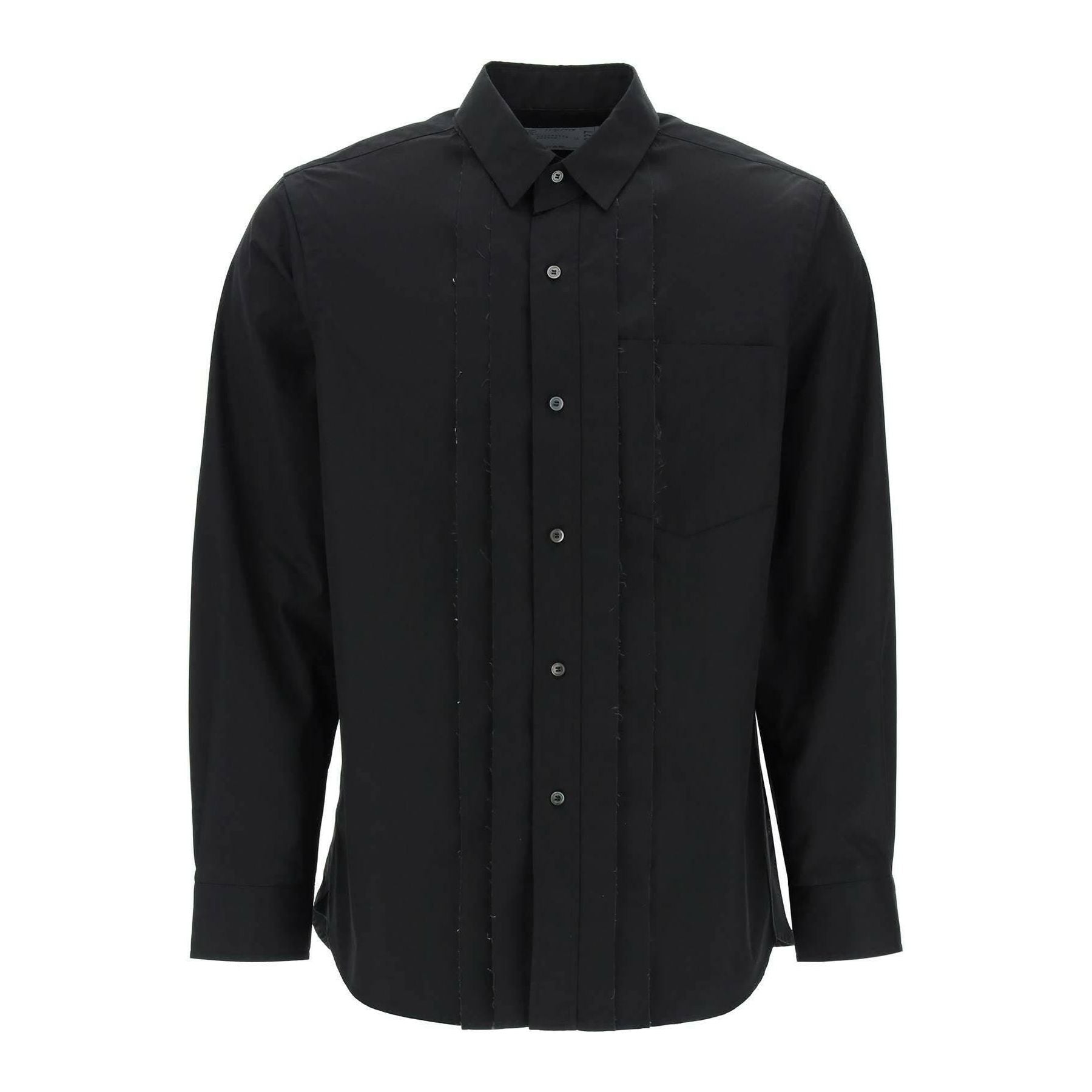 Black Layered Front Placket Cotton-Blend Shirt SACAI JOHN JULIA.