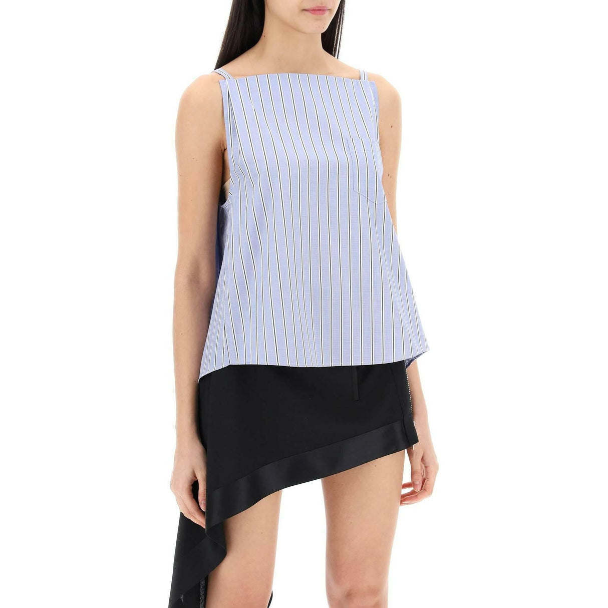 Blue Striped Sleeveless Cotton Top SACAI JOHN JULIA.