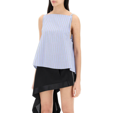 Blue Striped Sleeveless Cotton Top SACAI JOHN JULIA.