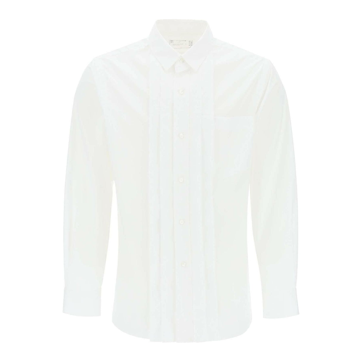 White Front-Placket Layered Cotton-Blend Shirt SACAI JOHN JULIA.