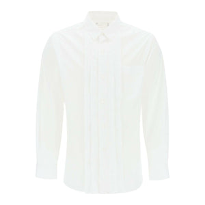 White Front-Placket Layered Cotton-Blend Shirt SACAI JOHN JULIA.