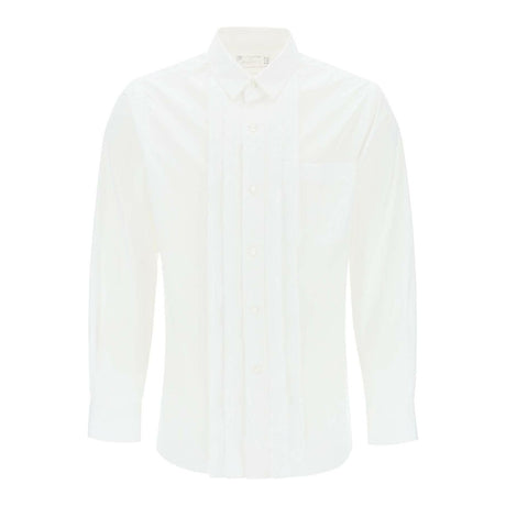 White Front-Placket Layered Cotton-Blend Shirt SACAI JOHN JULIA.