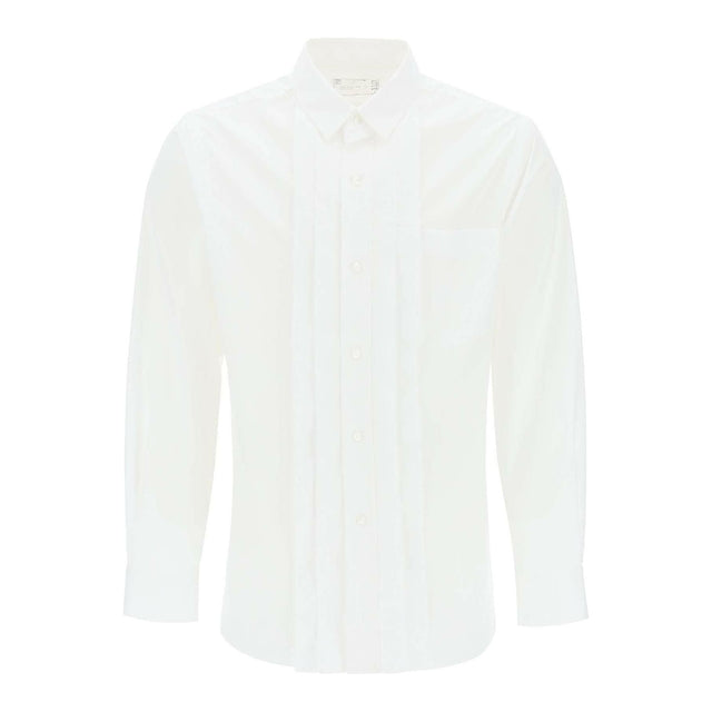 White Front-Placket Layered Cotton-Blend Shirt SACAI JOHN JULIA.