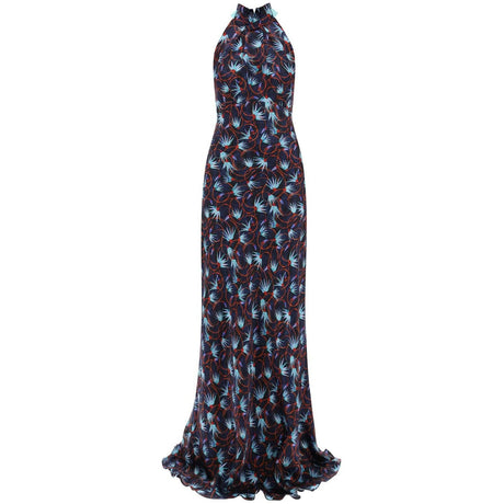 Michelle Blue Floral Silk Print Maxi Dress SALONI JOHN JULIA.