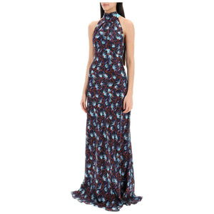 Michelle Blue Floral Silk Print Maxi Dress SALONI JOHN JULIA.