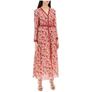 Pink Lea Button-Front Silk Crepe de Chine Long Dress SALONI JOHN JULIA.