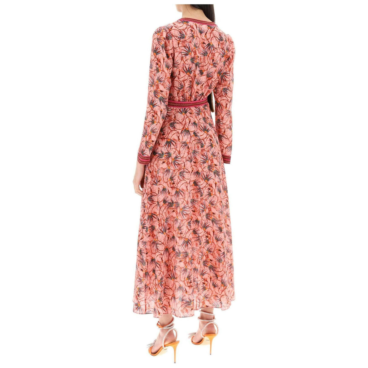 Pink Lea Button-Front Silk Crepe de Chine Long Dress SALONI JOHN JULIA.