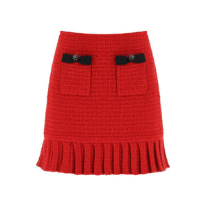 Knitted Mini Skirt With Diamanté Buttons SELF PORTRAIT JOHN JULIA.