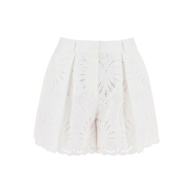 White Lace Cotton Short with scalloped edges SELF PORTRAIT JOHN JULIA.