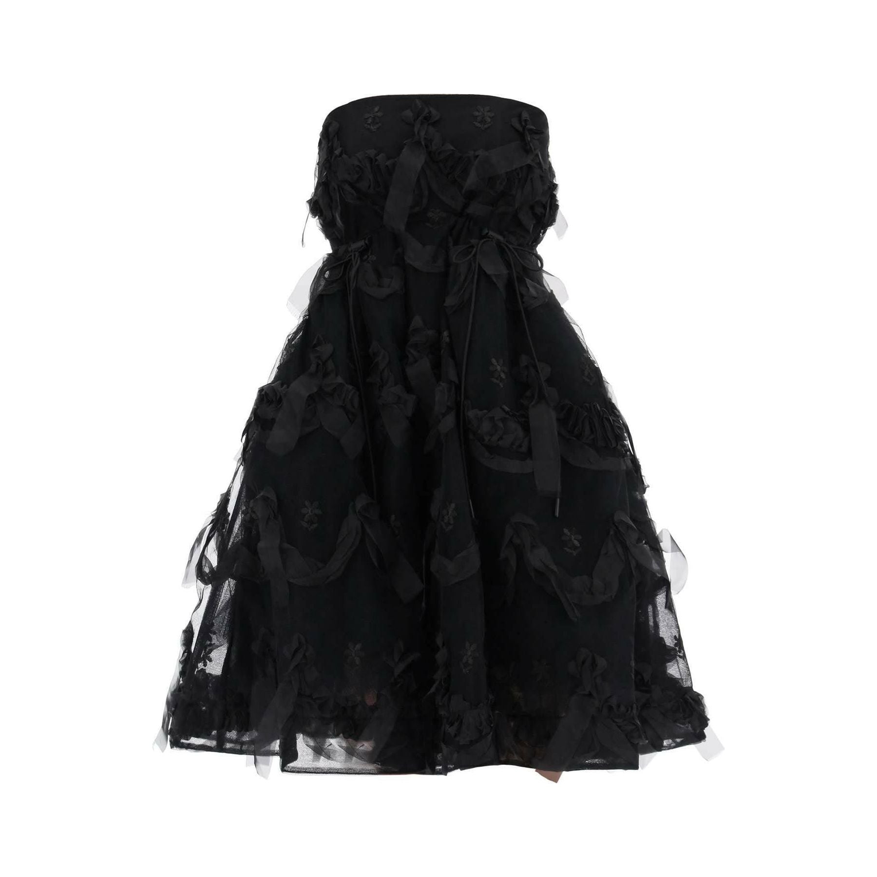 Black Tulle Dress With Bows And Embroidery SIMONE ROCHA JOHN JULIA.