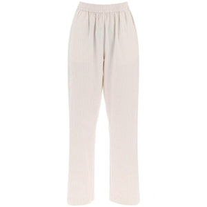 Beige and White Striped Organic Cotton Claudia Pants SKALL STUDIO JOHN JULIA.