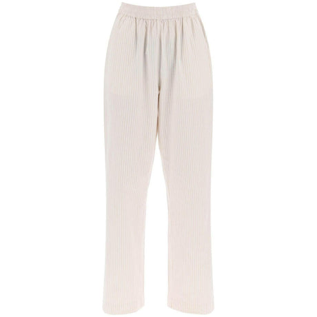 Beige and White Striped Organic Cotton Claudia Pants SKALL STUDIO JOHN JULIA.