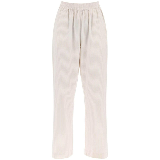 Beige and White Striped Organic Cotton Claudia Pants SKALL STUDIO JOHN JULIA.