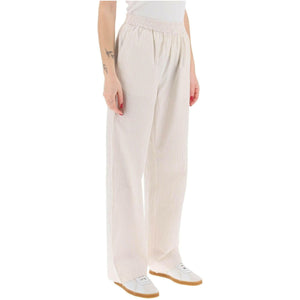 Beige and White Striped Organic Cotton Claudia Pants SKALL STUDIO JOHN JULIA.