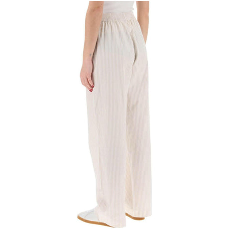 Beige and White Striped Organic Cotton Claudia Pants SKALL STUDIO JOHN JULIA.