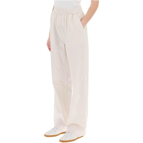 Beige and White Striped Organic Cotton Claudia Pants SKALL STUDIO JOHN JULIA.