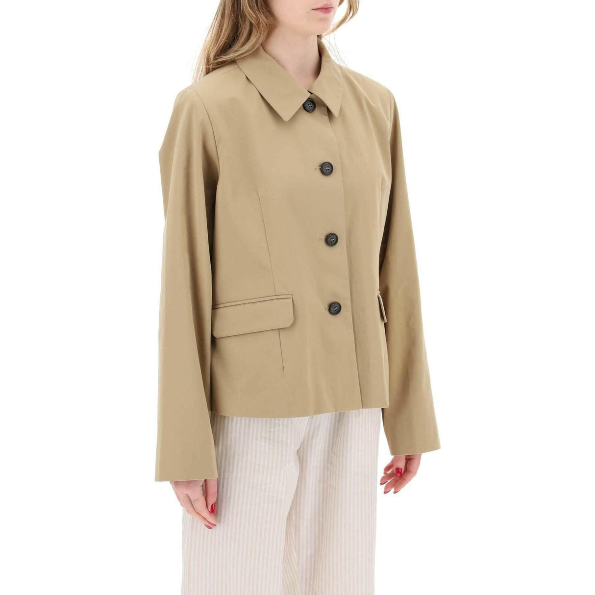 Dark Beige Petra Organic Cotton Canvas Jacket SKALL STUDIO JOHN JULIA.